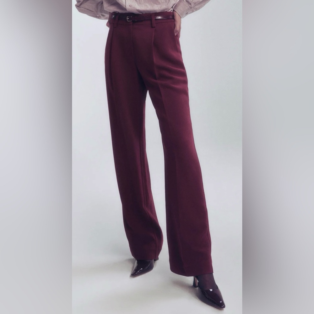 Love & Roses Petite Wide Leg Trousers (BNWT) — Burgundy (14P)